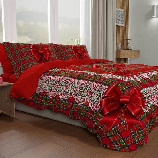 PETTI Copripiumino Matrimoniale, Singolo, Una Piazza e Mezza, Fiocco Tartan, Fantasia Scozzese Qualità Garantita