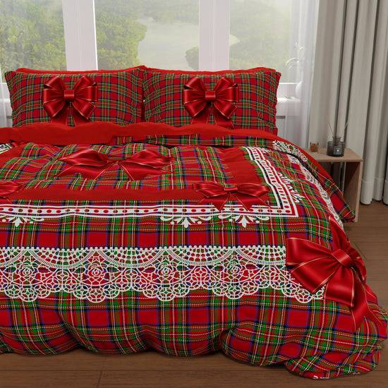 PETTI Copripiumino Matrimoniale, Singolo, Una Piazza e Mezza, Fiocco Tartan, Fantasia Scozzese Qualità Garantita