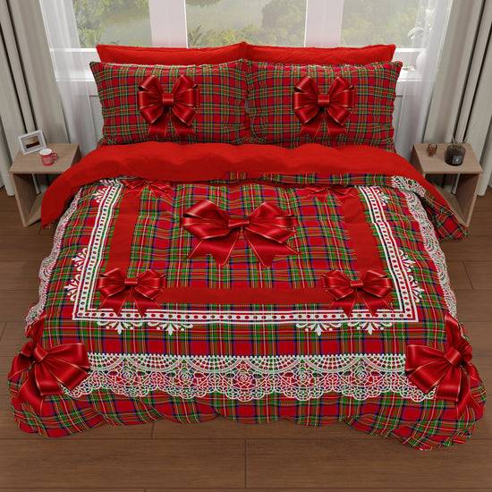 PETTI Copripiumino Matrimoniale, Singolo, Una Piazza e Mezza, Fiocco Tartan, Fantasia Scozzese Qualità Garantita