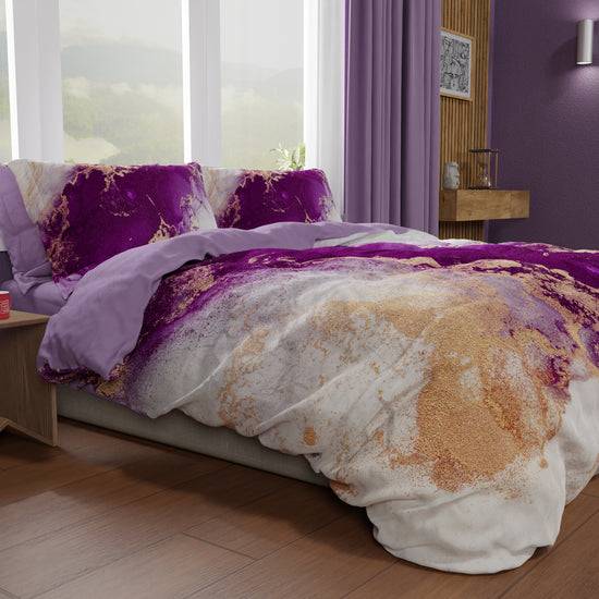 PETTI Copripiumino Matrimoniale, Singolo, Una Piazza e Mezza, Marble 01 Viola Negozi Online