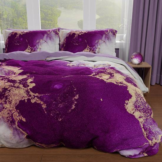 PETTI Copripiumino Matrimoniale, Singolo, Una Piazza e Mezza, Marble 01 Viola Negozi Online
