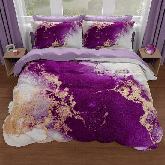 PETTI Copripiumino Matrimoniale, Singolo, Una Piazza e Mezza, Marble 01 Viola Negozi Online