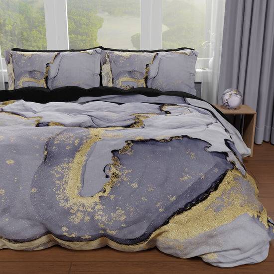PETTI Copripiumino Matrimoniale, Singolo, Una Piazza e Mezza, Marble 04 Grigio Scuro Consegna Veloce