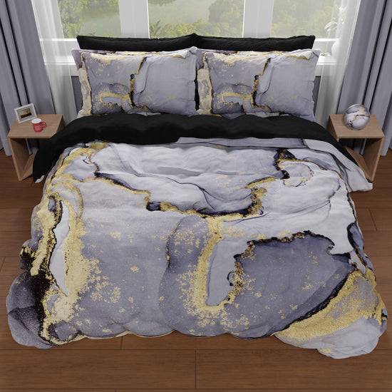 PETTI Copripiumino Matrimoniale, Singolo, Una Piazza e Mezza, Marble 04 Grigio Scuro Consegna Veloce