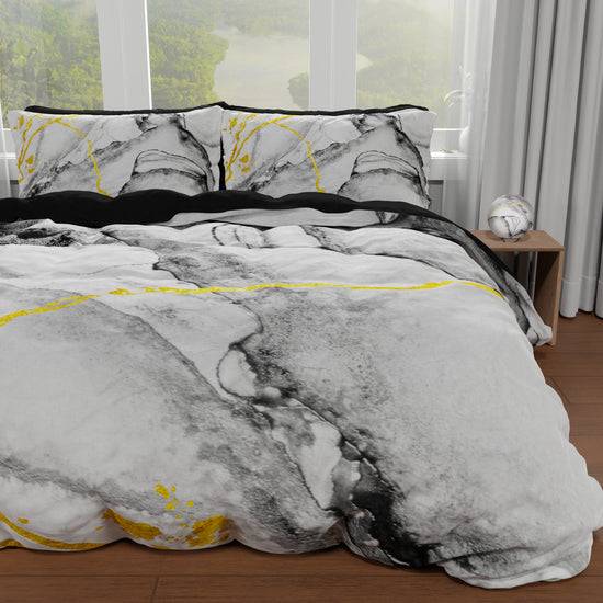 PETTI Copripiumino Matrimoniale, Singolo, Una Piazza e Mezza, Marble 06 Grigio Chiaro Promozione Limitata