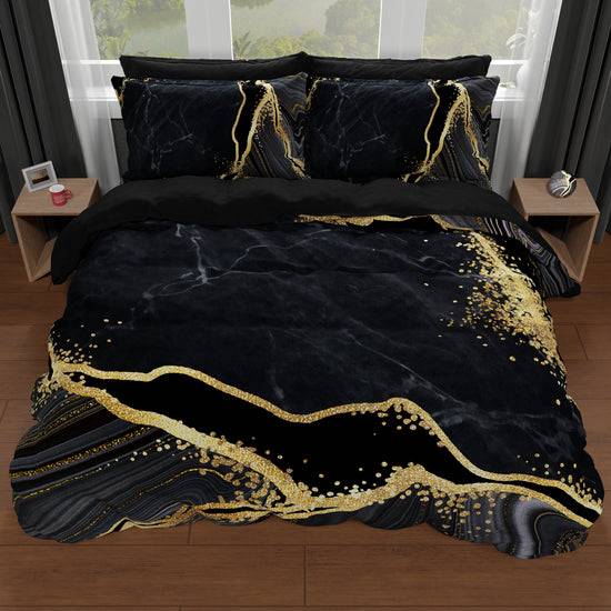 PETTI Copripiumino Matrimoniale, Singolo, Una Piazza e Mezza, Marble 07 Nero Fino Al -60%