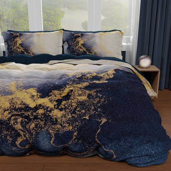 PETTI Copripiumino Matrimoniale, Singolo, Una Piazza e Mezza, Marble 08 Blu Shopping Online