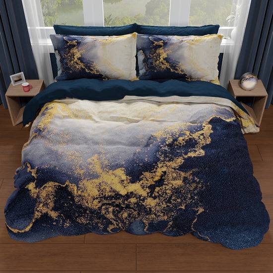 PETTI Copripiumino Matrimoniale, Singolo, Una Piazza e Mezza, Marble 08 Blu Shopping Online