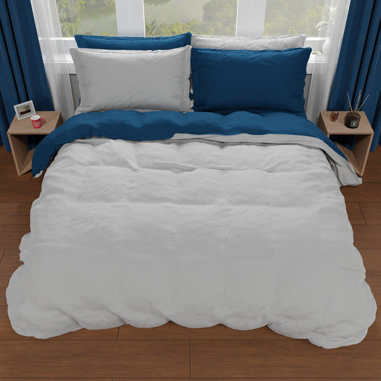 PETTI Copripiumino Matrimoniale, Sacco Copripiumino e Federe, Grigio Chiaro/Blu Notte Vendita