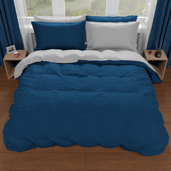 PETTI Copripiumino Matrimoniale, Sacco Copripiumino e Federe, Grigio Chiaro/Blu Notte Vendita