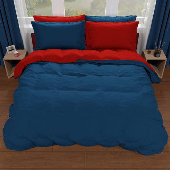 PETTI Copripiumino Matrimoniale, Sacco Copripiumino e Federe, Bordeaux/Blu Notte Promozione