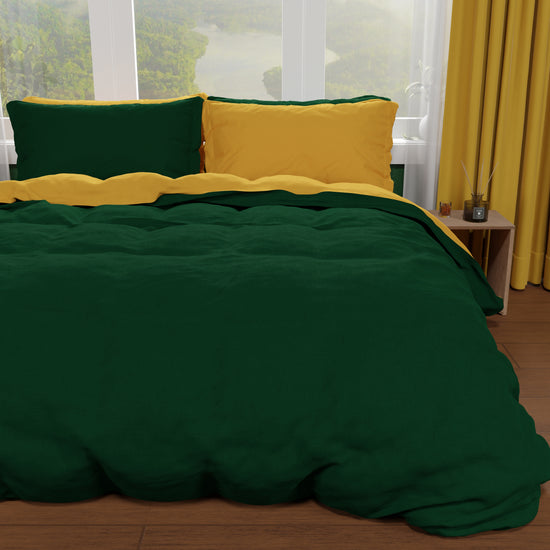 PETTI Copripiumino Matrimoniale, Sacco Copripiumino e Federe, Verde Smeraldo/Giallo Soddisfazione Garantita