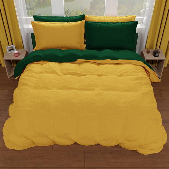 PETTI Copripiumino Matrimoniale, Sacco Copripiumino e Federe, Verde Smeraldo/Giallo Soddisfazione Garantita