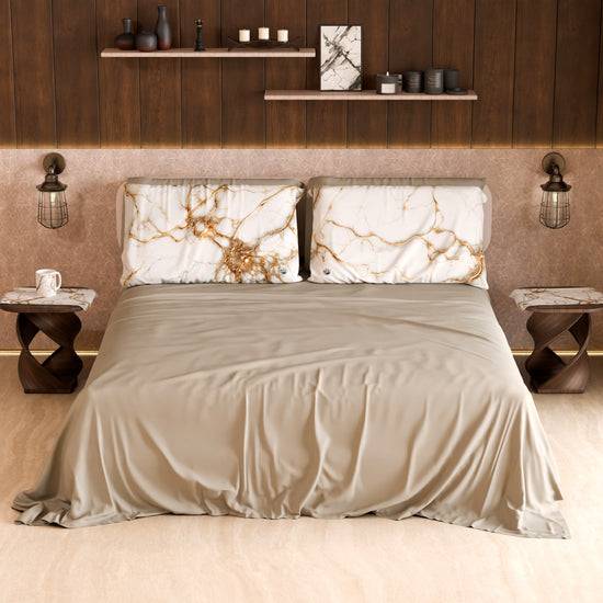 PETTI Lenzuolo Copriletto e Federe Eleganti Effetto Marmo Bianco - MARBLICE Negozi Online