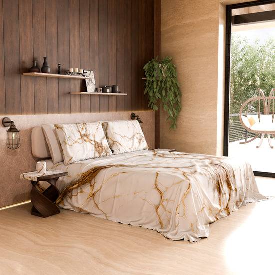 PETTI Lenzuolo Copriletto e Federe Eleganti Effetto Marmo Bianco - MARBLICE Negozi Online