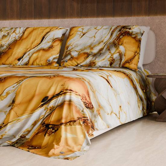 PETTI Lenzuolo Copriletto e Federe Eleganti Effetto Marmo Giallo - YELLOOOWW Shopping Online