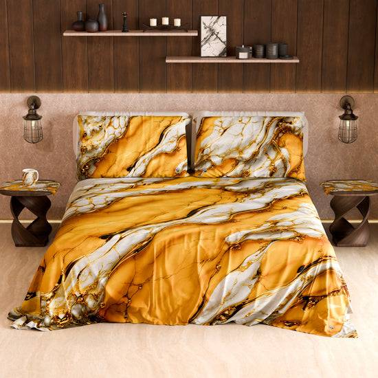 PETTI Lenzuolo Copriletto e Federe Eleganti Effetto Marmo Giallo - YELLOOOWW Shopping Online