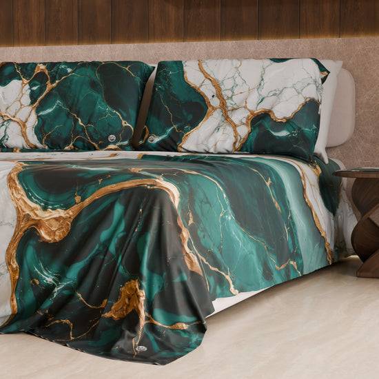 PETTI Lenzuolo Copriletto e Federe Eleganti Effetto Marmo Ottanio - TEALGEM Affare Del Giorno