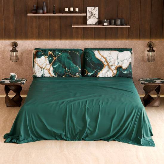 PETTI Lenzuolo Copriletto e Federe Eleganti Effetto Marmo Ottanio - TEALGEM Affare Del Giorno