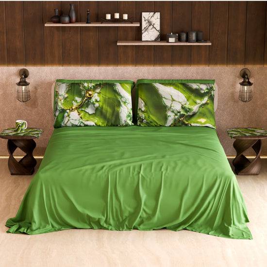 PETTI Lenzuolo Copriletto e Federe Eleganti Effetto Marmo Verde - PISTACHIUS Prezzo Ridotto