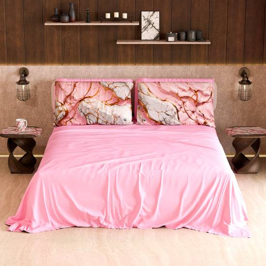 PETTI Lenzuolo Copriletto e Federe Eleganti Effetto Marmo Rosa - PINKERELLE Hotsell