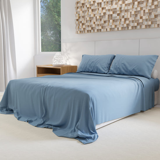 PETTI Lenzuola Percalle, Lenzuola Matrimoniali Cotone Azzurro In Saldo