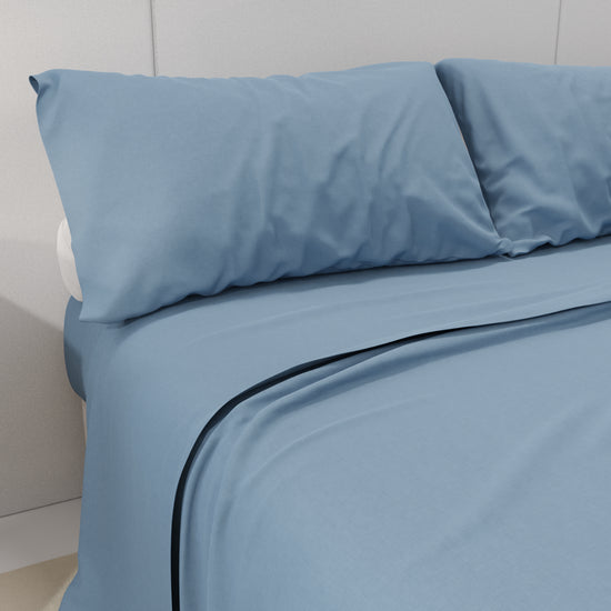 PETTI Lenzuola Percalle, Lenzuola Matrimoniali Cotone Azzurro In Saldo
