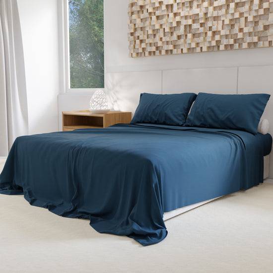PETTI Lenzuola Percalle, Lenzuola Matrimoniali Cotone Blu Marino 2025