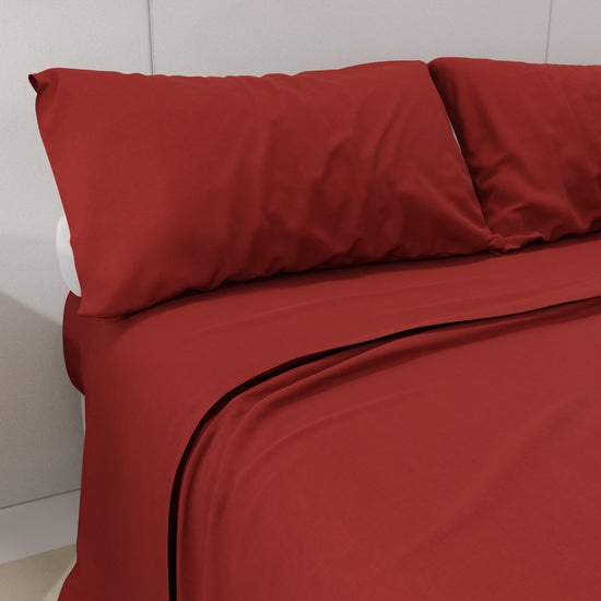 PETTI Lenzuola Percalle, Lenzuola Matrimoniali Cotone Bordeaux Nuovo