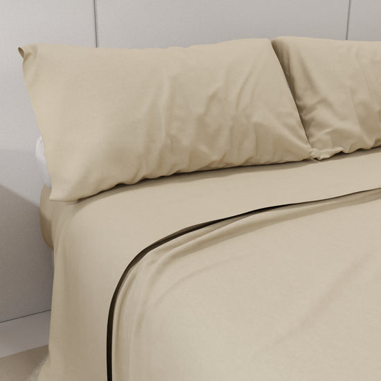 PETTI Lenzuola Percalle, Lenzuola Matrimoniali Cotone Beige Promozione
