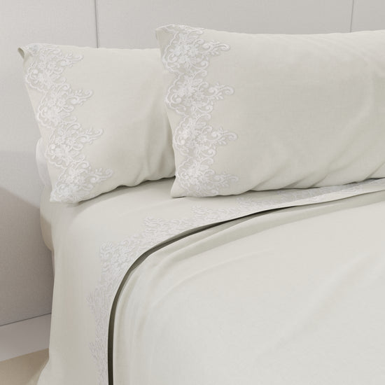 PETTI Lenzuola Percalle con Pizzo, Lenzuola Matrimoniali Cotone Bianco Affare Del Giorno