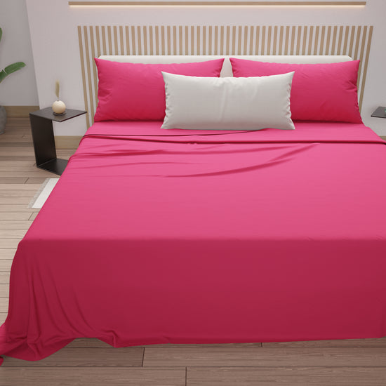 PETTI Lenzuola Matrimoniali, Singole, Una Piazza e Mezza, 100% Cotone, Fucsia