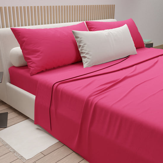 PETTI Lenzuola Matrimoniali, Singole, Una Piazza e Mezza, 100% Cotone, Fucsia Vendita Economica
