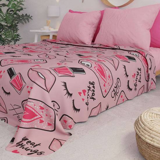 PETTI Copriletto Estivo, Coperta Leggera, Lenzuola Copriletto Lipstick Rosa Italia