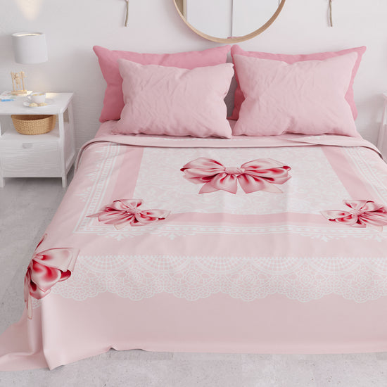 PETTI Copriletto Estivo, Coperta Leggera, Lenzuola Copriletto, Fiocco Rosa