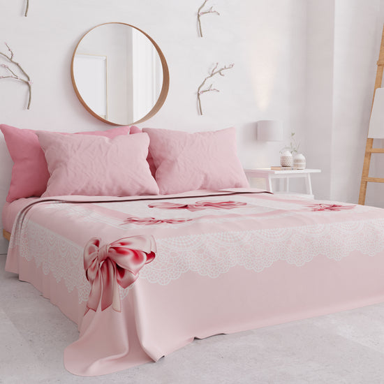 PETTI Copriletto Estivo, Coperta Leggera, Lenzuola Copriletto, Fiocco Rosa Vendita