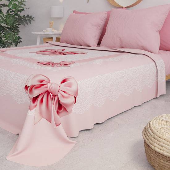 PETTI Copriletto Estivo, Coperta Leggera, Lenzuola Copriletto, Fiocco Rosa Vendita