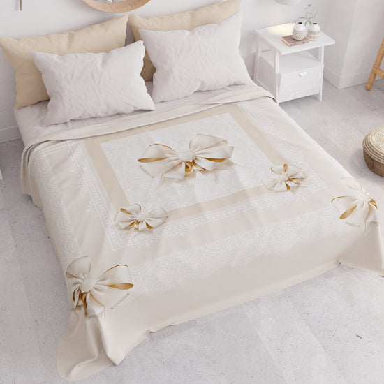 PETTI Copriletto Estivo, Coperta Leggera, Lenzuola Copriletto, Fiocco Beige Promozione