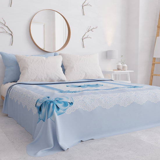 PETTI Copriletto Estivo, Coperta Leggera, Lenzuola Copriletto, Fiocco Celeste Spedizione Gratuita