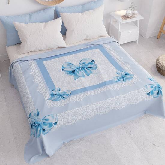 PETTI Copriletto Estivo, Coperta Leggera, Lenzuola Copriletto, Fiocco Celeste Spedizione Gratuita