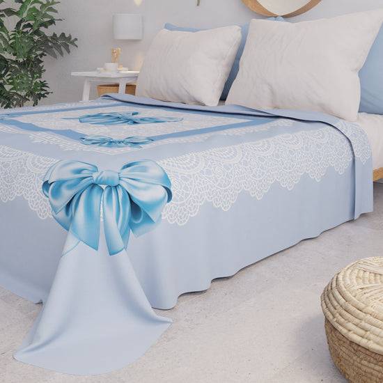 PETTI Copriletto Estivo, Coperta Leggera, Lenzuola Copriletto, Fiocco Celeste Spedizione Gratuita