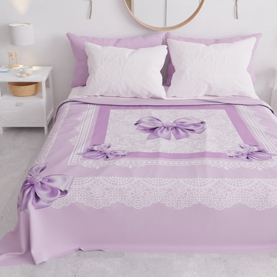 PETTI Copriletto Estivo, Coperta Leggera, Lenzuola Copriletto, Fiocco Lilla