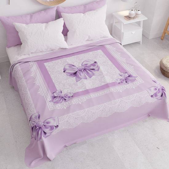 PETTI Copriletto Estivo, Coperta Leggera, Lenzuola Copriletto, Fiocco Lilla Pezzi Unici