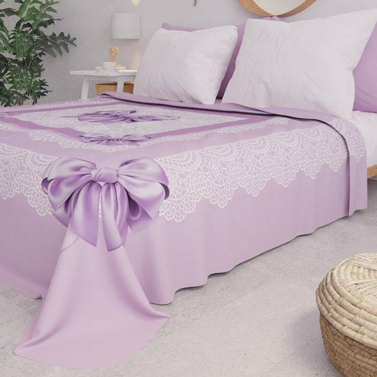 PETTI Copriletto Estivo, Coperta Leggera, Lenzuola Copriletto, Fiocco Lilla Pezzi Unici