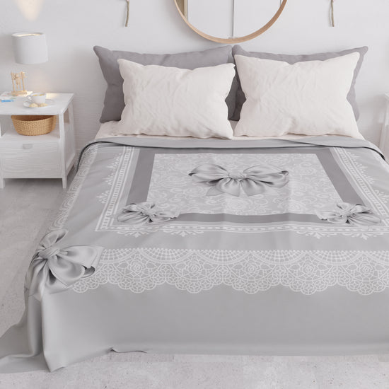 PETTI Copriletto Estivo, Coperta Leggera, Lenzuola Copriletto, Fiocco Grigio