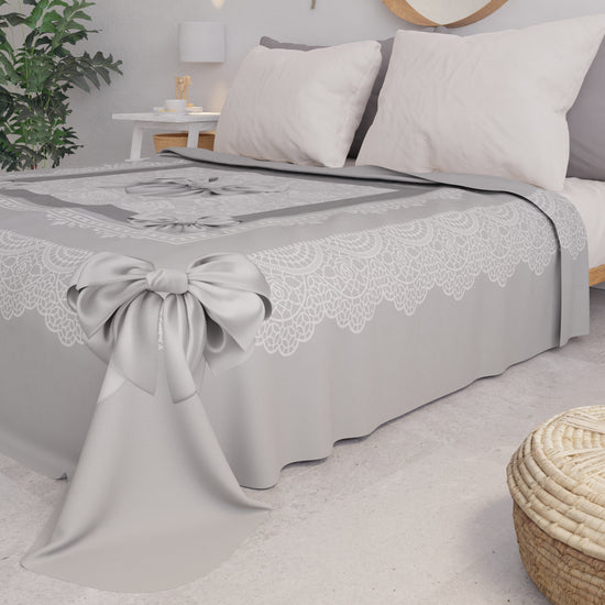 PETTI Copriletto Estivo, Coperta Leggera, Lenzuola Copriletto, Fiocco Grigio Soddisfazione Garantita