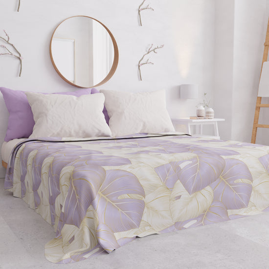 PETTI Copriletto Estivo, Coperta Leggera, Lenzuola Copriletto, Tropical Lilla e Oro Grandi sconti