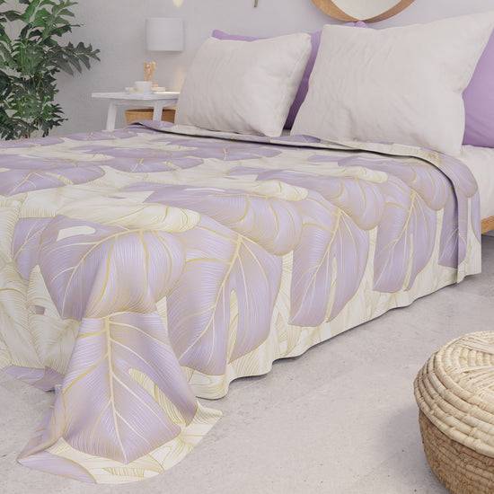 PETTI Copriletto Estivo, Coperta Leggera, Lenzuola Copriletto, Tropical Lilla e Oro Grandi sconti