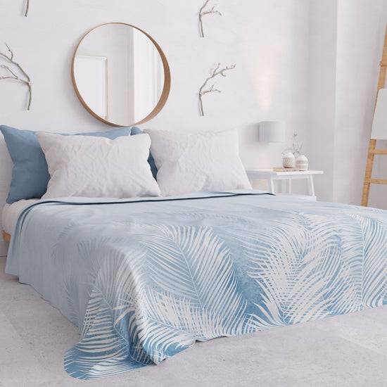 PETTI Copriletto Estivo, Coperta Leggera, Lenzuola Copriletto, Foglia Celeste Shopping Online