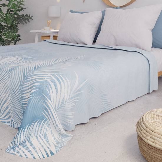PETTI Copriletto Estivo, Coperta Leggera, Lenzuola Copriletto, Foglia Celeste Shopping Online